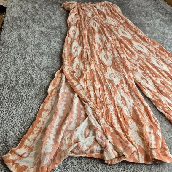 Vanilla Star Orange Ikat Wide Leg Palazzo Pants Womens Large Rayon Boho - Picture 4 of 9